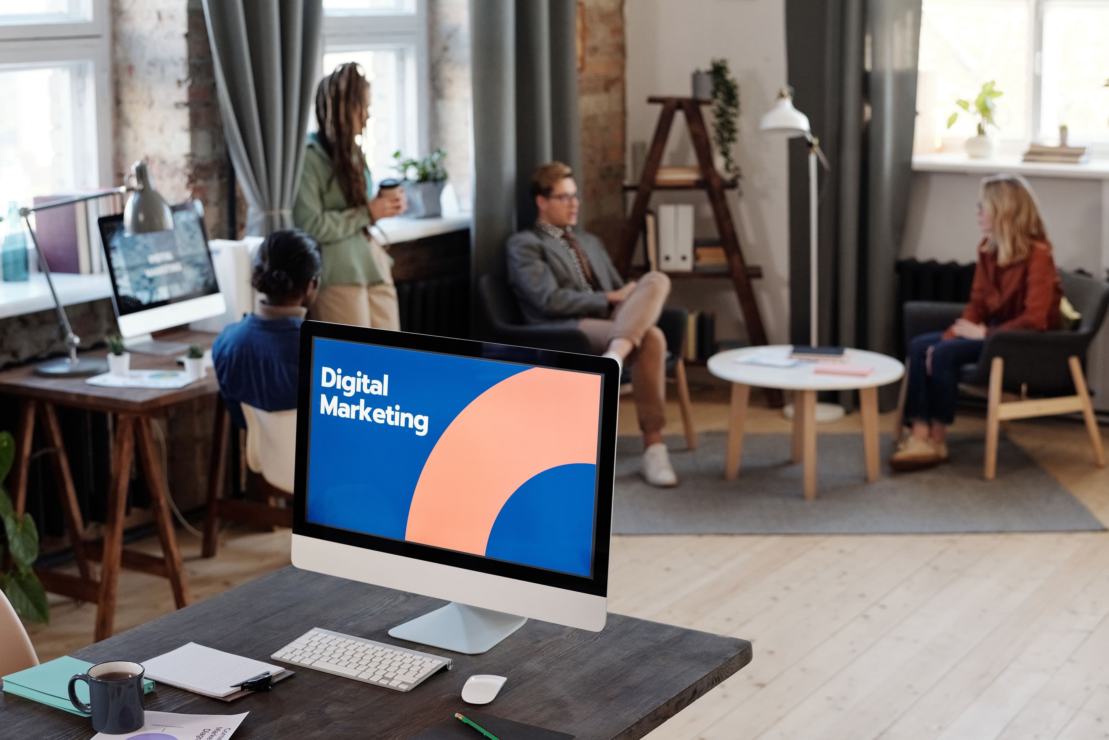 Marketing team analyzing AI-driven campaign performance and ad spend data
