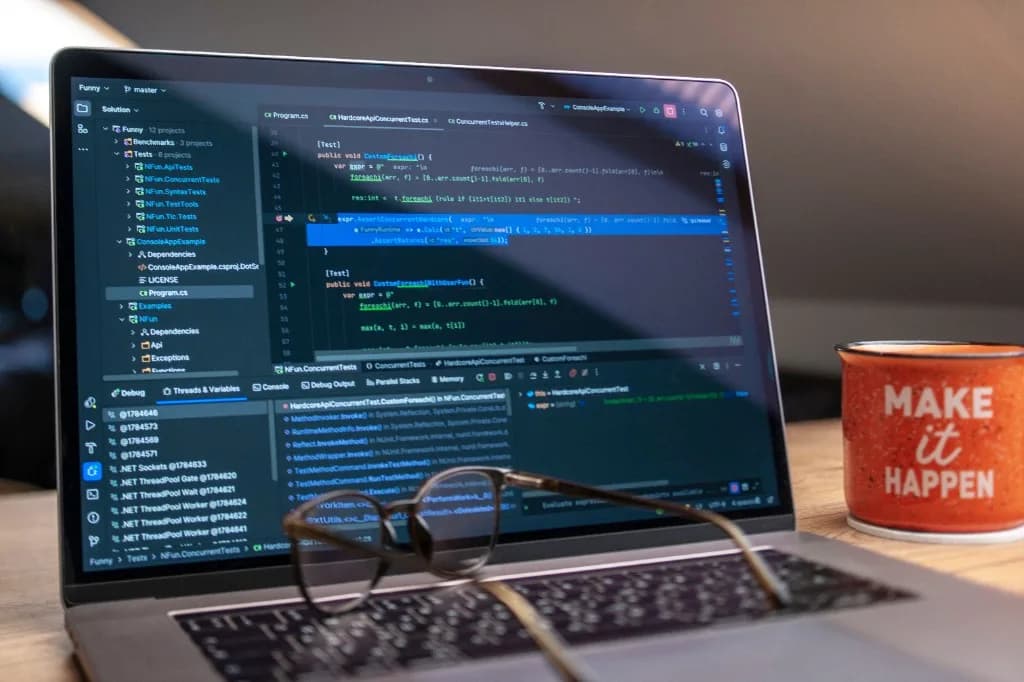 Developer workspace planning an AI stack blueprint